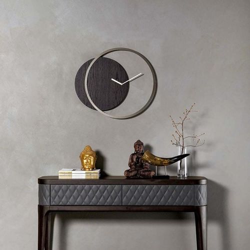 Moderne Uhr - Cerchio - Cliff Young - wandmontiert / Analog / Nussbaum