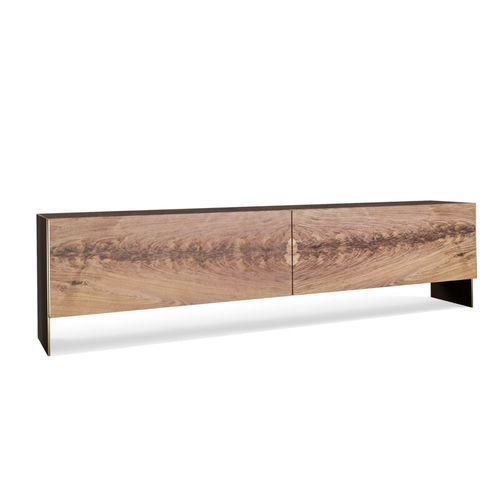 Modernes Sideboard - CY Alberto - Cliff Young - Nussbaum / Metall / mit Regal