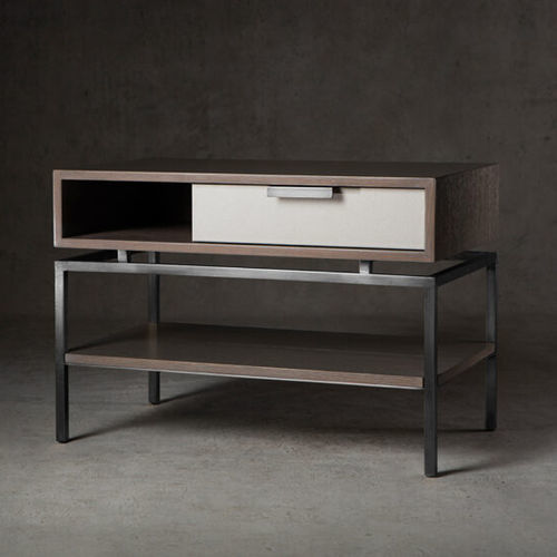 Moderner Nachttisch - CY Anna - Cliff Young - Holz / Leder / Gestell aus Messing