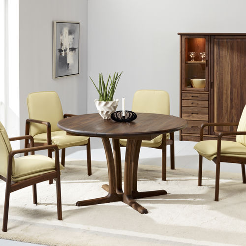 Esstisch / skandinavisches Design - 9275G/2 - dyrlund - Nussbaum / Gestell aus Holz / rund
