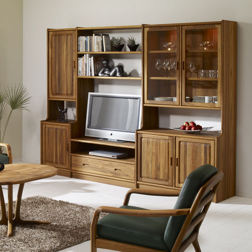 Wohnwand / skandinavisches Design - VK2 - dyrlund - Teakholz / mit Regal / mit integriertem Stauraum