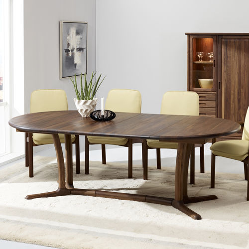 Esstisch / skandinavisches Design - 9275G/2 - dyrlund - Nussbaum / Gestell aus Nussbaum / rund