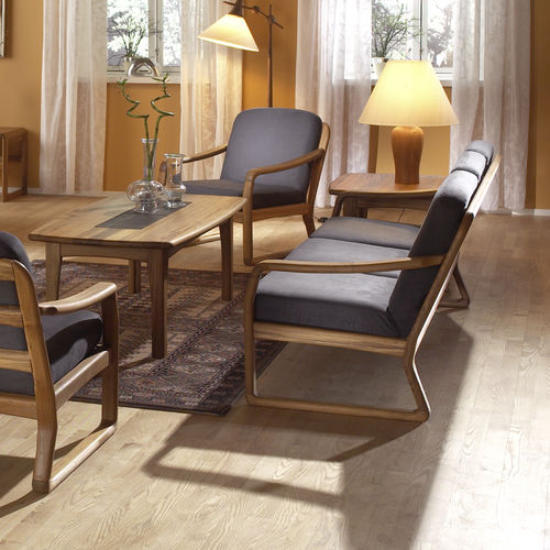 Sofa / skandinavisches Design - 1220/3 - dyrlund - Stoff / Teakholz / 3 Plätze