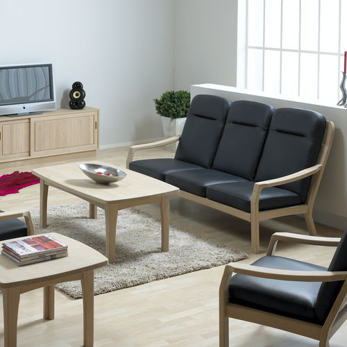 Sofa / skandinavisches Design - 1260HK series - dyrlund - Leder / mit Armlehnen / mit abnehmbarem Kissen