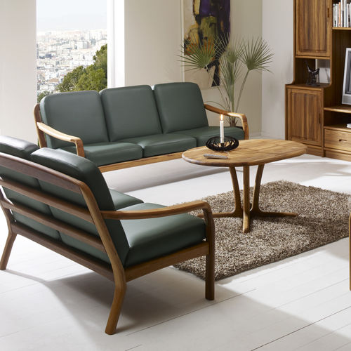 Sofa / skandinavisches Design - 1260 series - dyrlund - Leder / mit Armlehnen / mit abnehmbarem Kissen