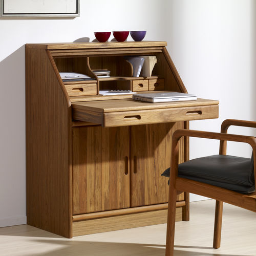 Traditioneller Sekretär - 1952S - dyrlund - Teakholz / mit integriertem Stauraum / mit Regal