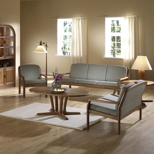 Sofa / skandinavisches Design - 1613 - dyrlund - Stoff / Teakholz / grau