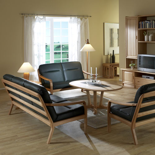 Sofa / skandinavisches Design - 1250  - dyrlund - Buche / Leder / Farbe anpassbar