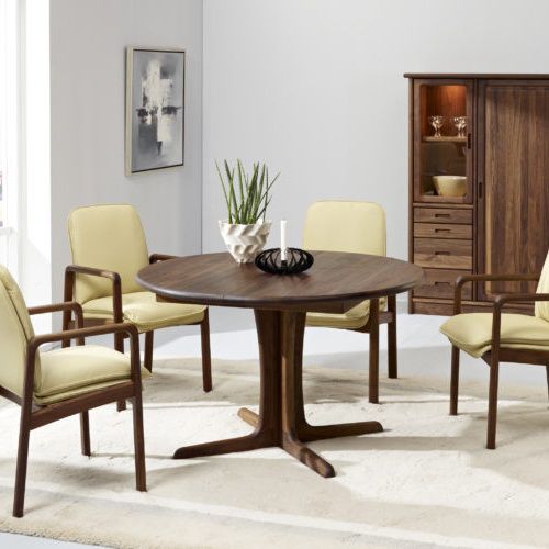 Esstisch / skandinavisches Design - 9276G/2 - dyrlund - Nussbaum / Gestell aus Nussbaum / rund