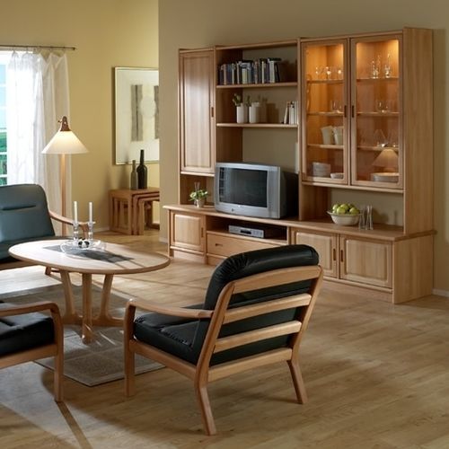 Wohnwand / skandinavisches Design - K1 - dyrlund - Buche / mit Regal / mit integriertem Stauraum