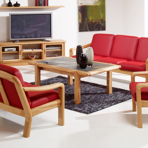 Couchtisch / skandinavisches Design - 1511A - dyrlund - Schiefer / Gestell aus Buche / rechteckig