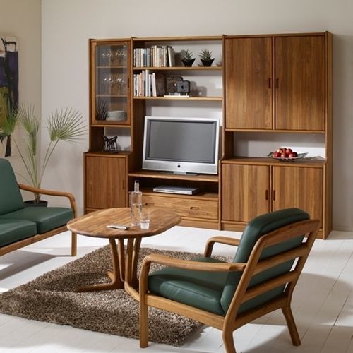 Wohnwand / skandinavisches Design - VK - dyrlund - Teakholz / mit Regal / mit integriertem Stauraum