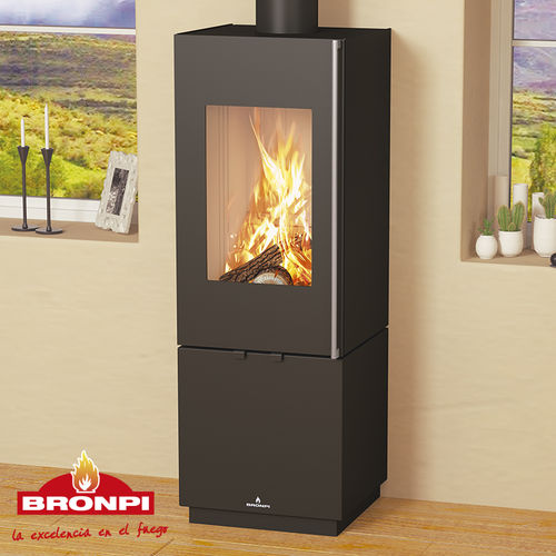 Holz-Kaminofen - BOMBAY-F - Bronpi - 9 kW / freistehend / modern