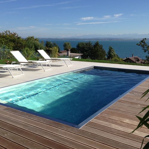 Einteiliges Schwimmbecken - Steel And Style - Überlauf / Schwimmbahn / maßgefertigt