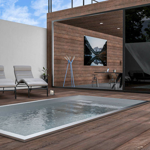 Einteiliges Schwimmbecken - Steel And Style - Überlauf / Schwimmbahn / maßgefertigt