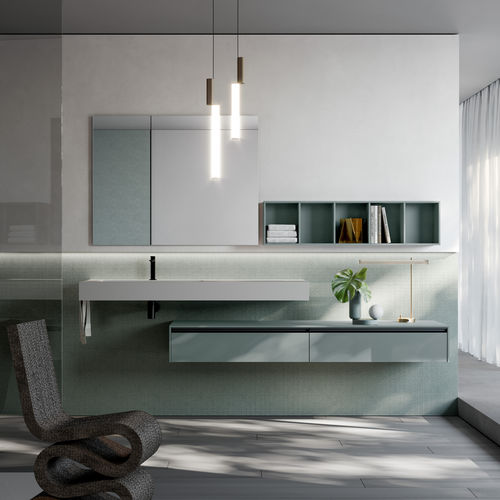 Moderner Badezimmer-Schrank - SENSE - IDEAGROUP - mattlackiertes Holz / lackiertes Holz / Teakholz