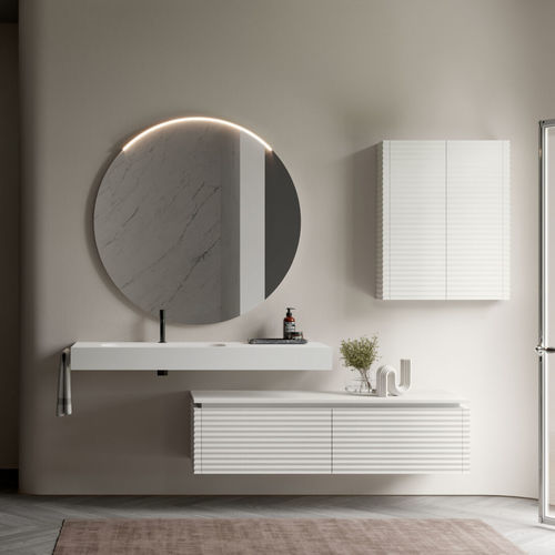 Wandmontierter Spiegel für Badezimmer - LAP - IDEAGROUP - modern / rund / vertikal