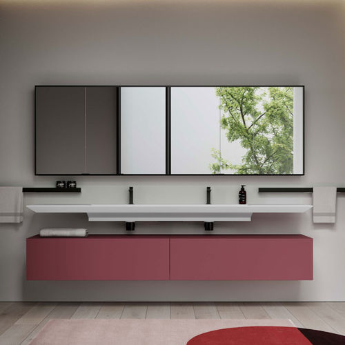 Wandmontierter Spiegel für Badezimmer - MULTIPLO - IDEAGROUP - modern / rechteckig / Aluminium