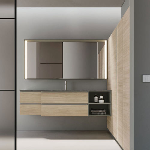 Wandmontierter Spiegel für Badezimmer - RIQUADRATA  - IDEAGROUP - modern / rechteckig / melaminbeschichtet