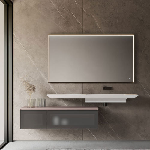 Wandmontierter Spiegel für Badezimmer - TECNICA - IDEAGROUP - modern / rechteckig / Aluminium