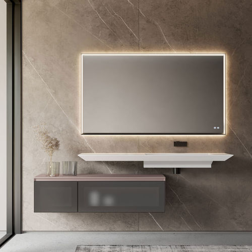 Wandmontierter Spiegel für Badezimmer - TECNICA-UP  - IDEAGROUP - modern / rechteckig / Aluminium