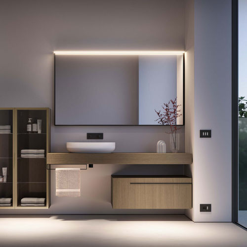 Wandmontierter Spiegel für Badezimmer - FRAME - IDEAGROUP - modern / rechteckig / Aluminium