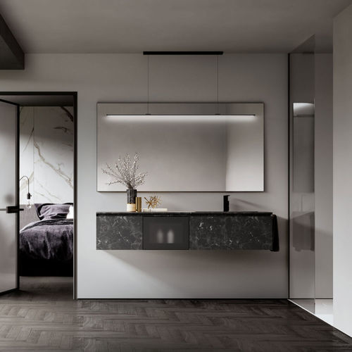 Wandmontierter Spiegel für Badezimmer - SAT/SAL - IDEAGROUP - modern / rechteckig / Aluminium