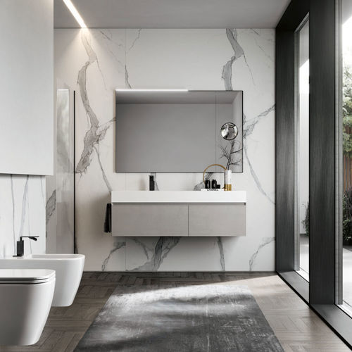Wandmontierter Spiegel für Badezimmer - SAT/SAL - IDEAGROUP - modern / rechteckig / Aluminium