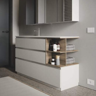 Freistehender Waschtisch-Unterschrank - MY TIME 06 - IDEAGROUP - Holz / HPL / modern