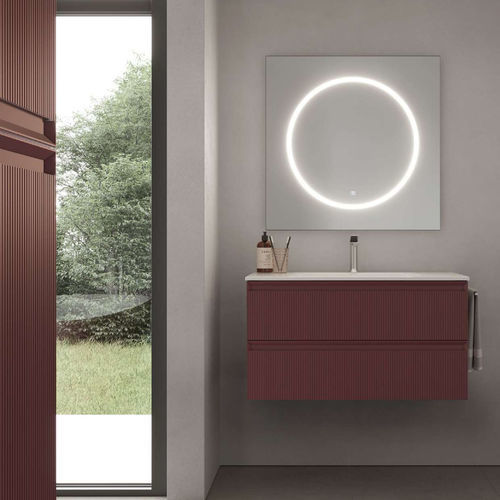 Wandhängender Waschtisch-Unterschrank - 03 STEP - IDEAGROUP - Polymer / modern / mit integriertem Hochschrank