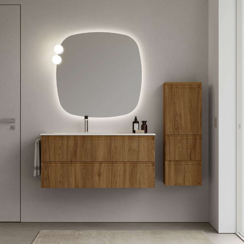 Wandhängender Waschtisch-Unterschrank - 04 STEP - IDEAGROUP - Polymer / modern / mit integriertem Hochschrank