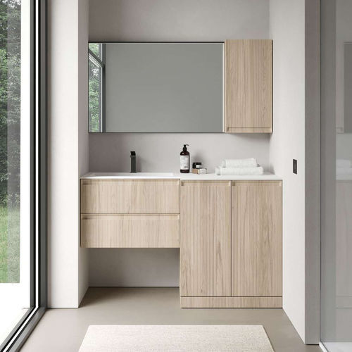 Wandhängender Waschtisch-Unterschrank - 08 STEP - IDEAGROUP - Polymer / modern / mit integriertem Hochschrank