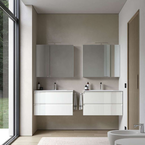 Wandhängender Waschtisch-Unterschrank - 09 LOGIC - IDEAGROUP - Polymer / modern / mit Tür
