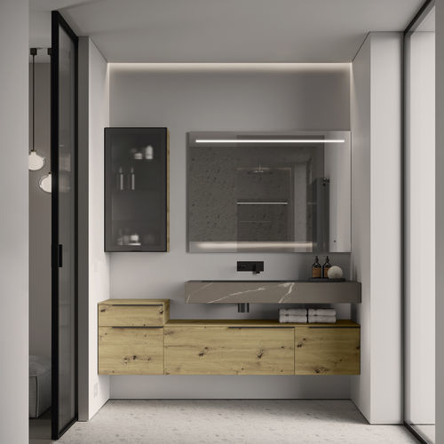 Moderner Badezimmer-Schrank - MY TIME 15 - IDEAGROUP - für Privatgebrauch / Holz / Sandstein