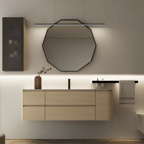 Wandhängender Waschtisch-Unterschrank - 02 - IDEAGROUP - Holz / Corian® / Glas