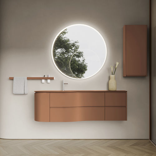 Wandhängender Waschtisch-Unterschrank - 07 - IDEAGROUP - Milchglas / modern / ohne Tür