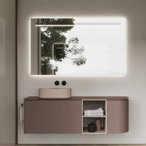 Wandhängender Waschtisch-Unterschrank - 09 - IDEAGROUP - Milchglas / modern / ohne Tür