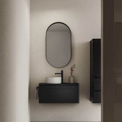 Wandhängender Waschtisch-Unterschrank - 10 - IDEAGROUP - Milchglas / modern / ohne Tür
