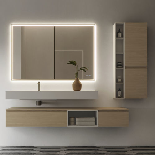 Wandhängender Waschtisch-Unterschrank - 21 - IDEAGROUP - Holz / Corian® / modern