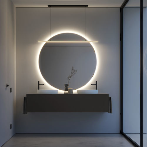 Wandmontierter Spiegel für Badezimmer - LAP - IDEAGROUP - modern / rund / vertikal