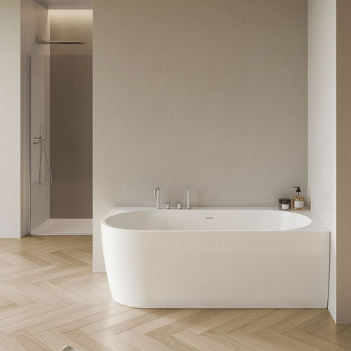 Badewanne für Eckeinbau - DHELIA - IDEAGROUP - in Wandnähe / Acryl / mit integriertem Stauraum