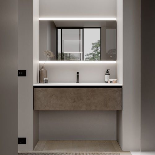 Wandmontierter Spiegel für Badezimmer - DUAL  - IDEAGROUP - modern / rechteckig / horizontal