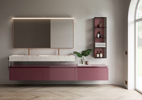 Moderner Badezimmer-Schrank - DOLCEVITA 10 - IDEAGROUP - für Privatgebrauch / Metall / Sandstein