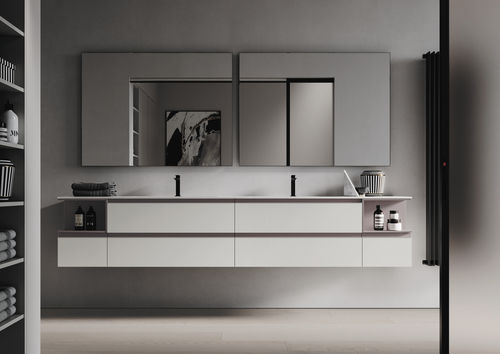 Doppelter Waschtisch-Unterschrank - MY TIME 14 - IDEAGROUP - wandmontiert / Corian® / modern