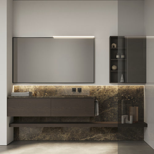 Moderner Badezimmer-Schrank - CUBIK 02 - IDEAGROUP - für Privatgebrauch / Holz / Aluminium