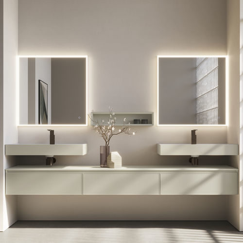 Moderner Badezimmer-Schrank - CUBIK 18 - IDEAGROUP - für Privatgebrauch / Holz / HPL