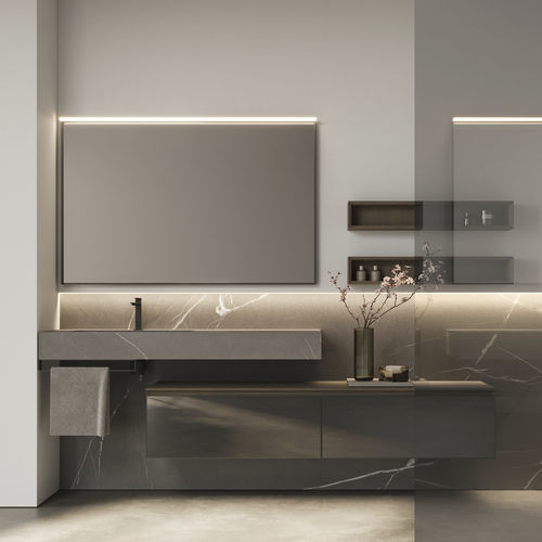 Moderner Badezimmer-Schrank - CUBIK 19 - IDEAGROUP - für Privatgebrauch / Holz / HPL