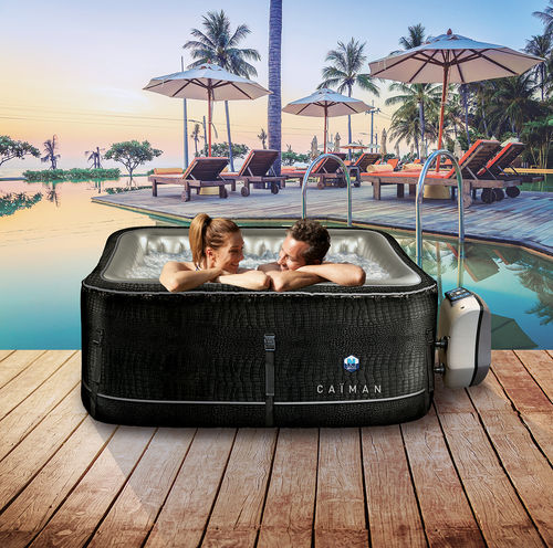 Whirlpool zum Aufstellen - CAÏMAN - POOLSTAR - quadratisch / Viersitzer / Verbundwerkstoff