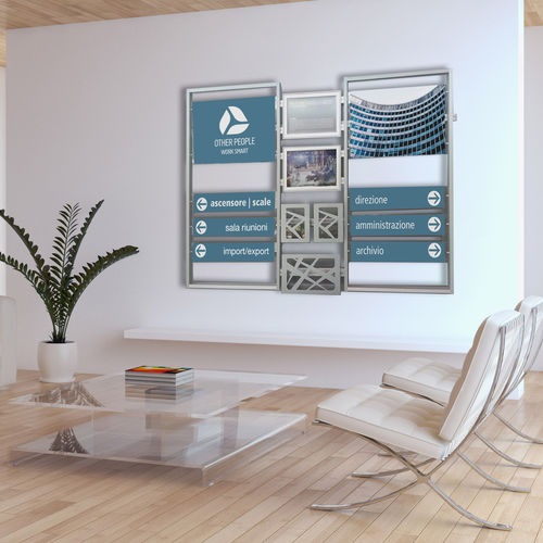 Wandmontiertes Schild - INUNO - STUDIO T - Aluminium / für den Innenraum / für öffentliche Einrichtungen