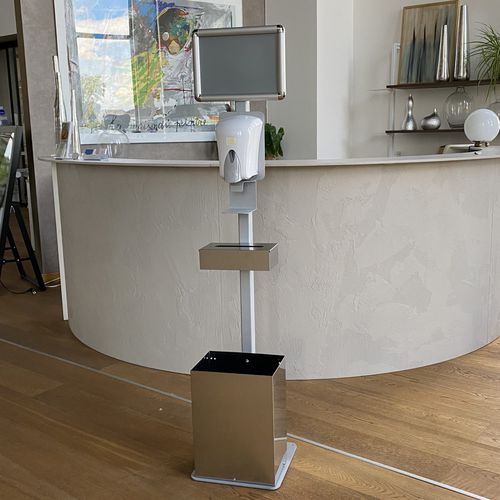 Desinfektionssäule - 1605076 - STUDIO T - mit Handschhspender / mit Abfallbehälter / Stahl